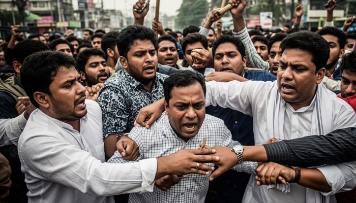 গণপিটুনির শিকার এক ব্যক্তি, ভিড় করছে উত্তেজিত জনতা